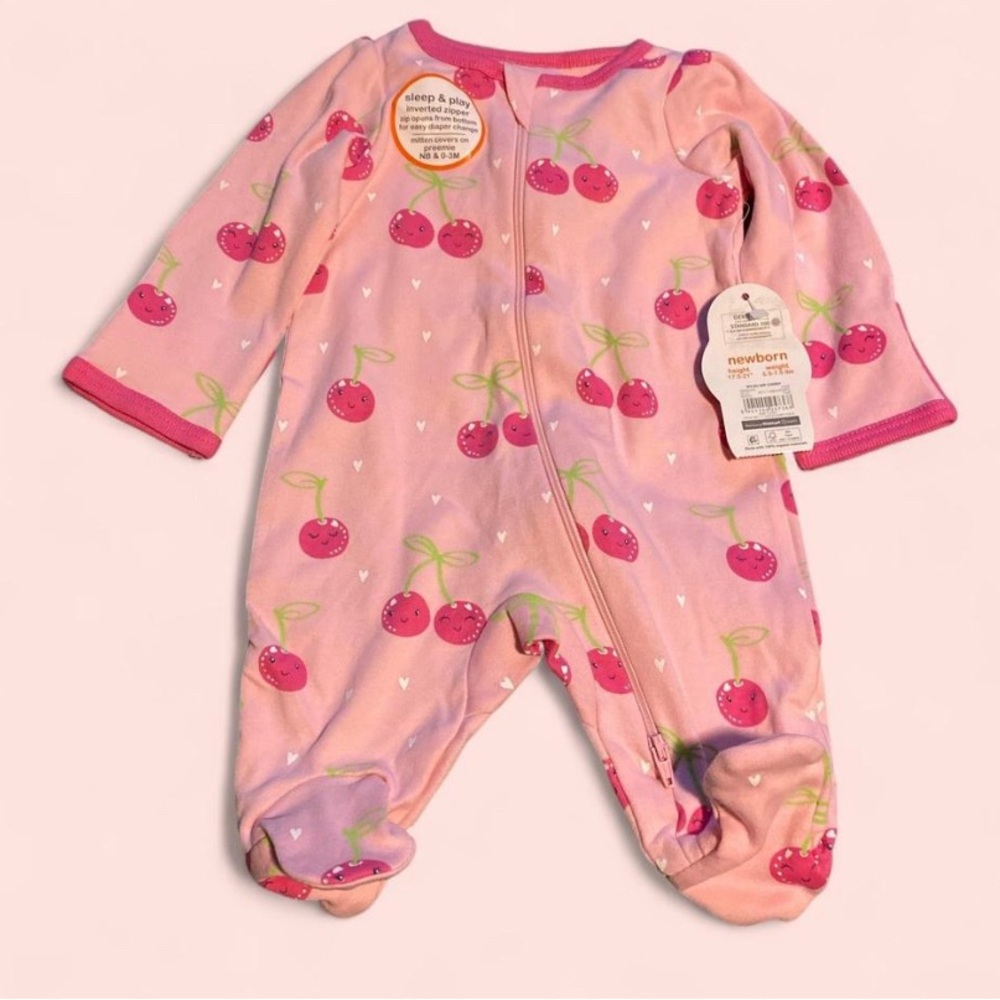 Wonder Nation Pink Cherry Print Footie
